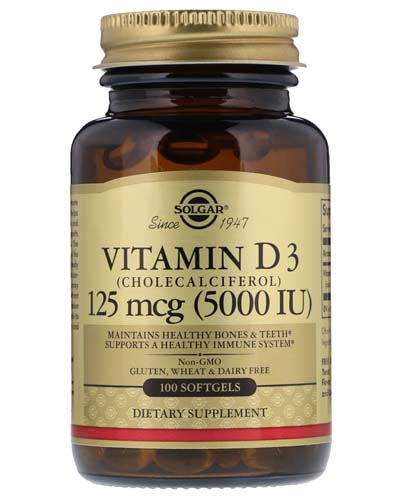 Vitamin D3, cholecalciferol 5000 ME 100 капс (Solgar)