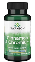 Cinnamon & Chromium - Featuring Chromax 60 вег капсул (Swanson)  СРОК ГОДНОСТИ ДО 01/24 !!!