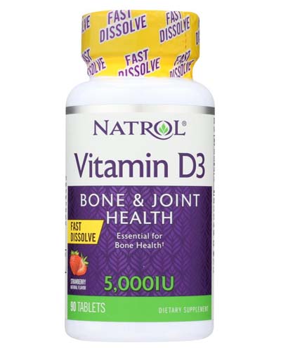 Vitamin D3 5000 IU Fast Dissolve 90 табл (Natrol) клубника