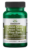 Grape Seed Green Tea & Pine Bark Complex (Комплекс виноградных косточек, зеленого чая и сосновой коры) 60 капсул (Swanson)