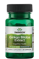 Ginkgo Biloba Extract Standardized (экстракт гинкго) 60 мг 30 капсул (Swanson)