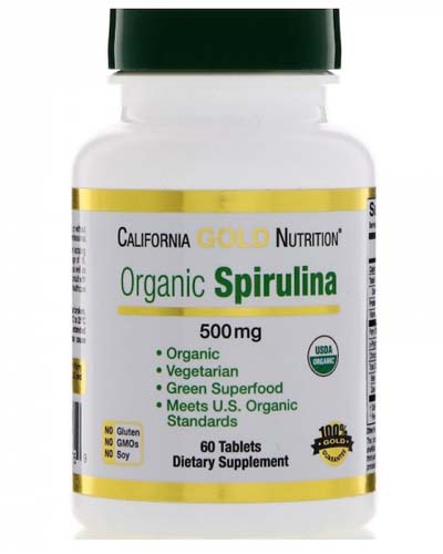 Organic Spirulina 500 mg 60 табл (California Gold Nutrition)