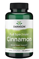 Full Spectrum Cinnamon (Корица полного спектра) 375 мг 180 капсул (Swanson)