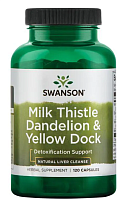 Milk Thistle Dandelion & Yellow Dock (Молочный чертополох, одуванчик и щавель желтый) 120 капсул Swanson