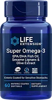Super Omega-3 EPA/DHA Fish Oil Sesame Lignans & Olive Extract (Супер Омега-3 EPA/DHA Рыбий жир, Лигнаны Кунжута и экстракт Оливы) 60 кишечнорастворимых капсул (Life Extension)