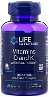 Vitamins D and K with Sea-Iodine (Витамины D и К с морским йодом) 60 капсул (Life Extension)