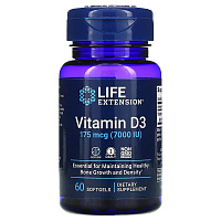 Vitamin D3 (витамин D3) 175 мкг 7000 МЕ 60 капсул (Life Extension)