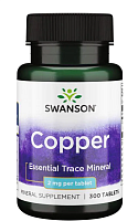 Copper (Медь) 2 мг 300 таблеток (Swanson)