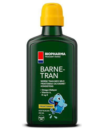Barne Tran Omega-3 250 мл Рыбий жир для детей в виде сиропа со вкусом фруктов (Biopharma)