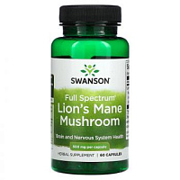 Full Spectrum Lion's Mane Mushroom (ежовик гребенчатый) 500 мг 60 капсул (Swanson)