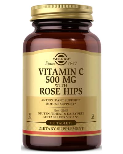 Vitamin C 500 mg With Rose Hips (Витамин C с шиповником) 100 табл (Solgar)