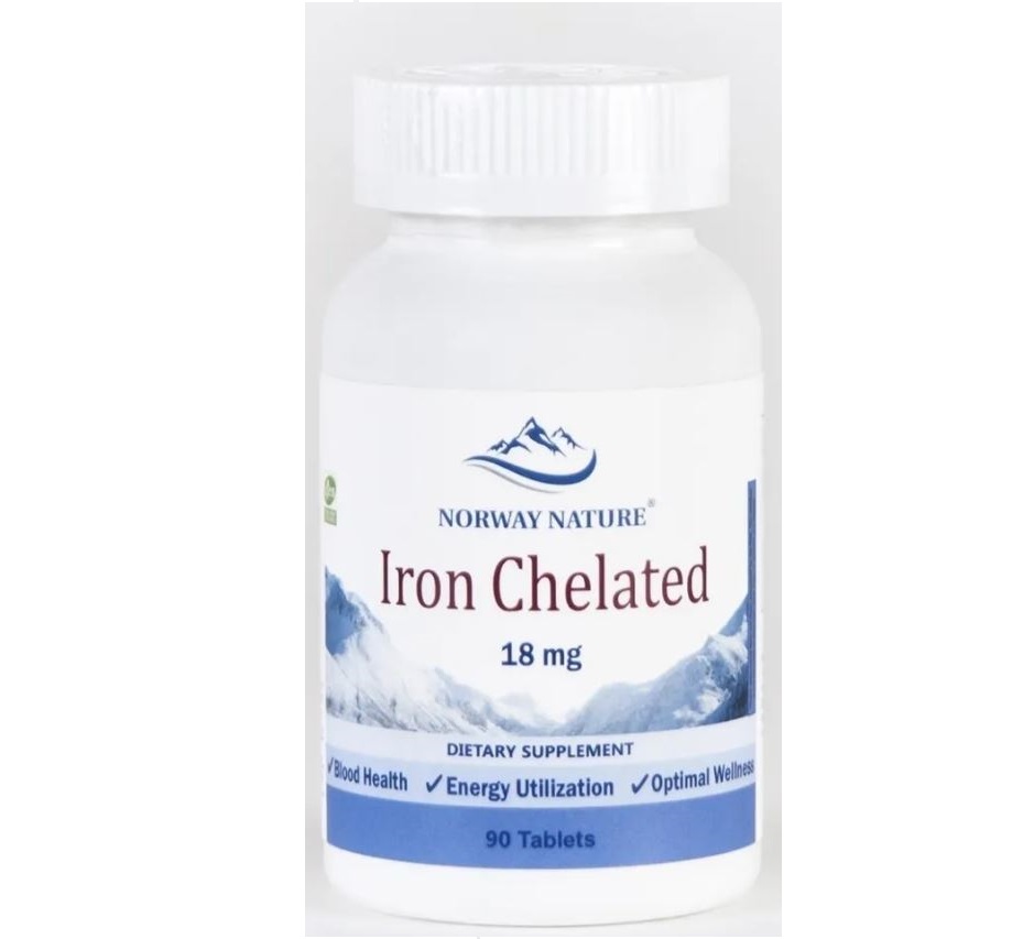 Iron Chelated 18 мг 90 таблеток от Norway Nature.jpg