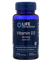 Vitamin d3 25 мкг 1000 МЕ 250 капсул (Life Extension)