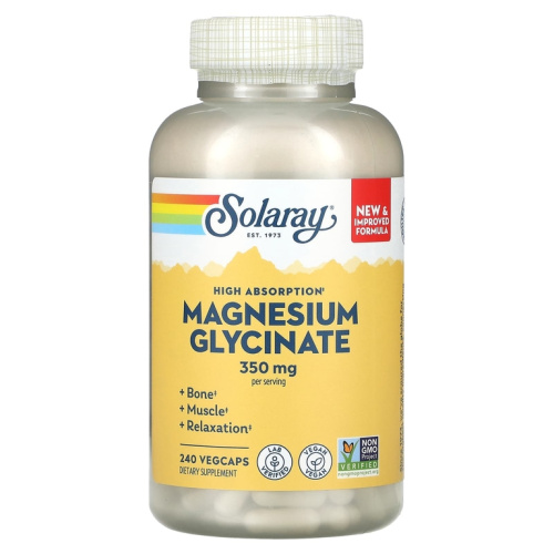 Magnesium Glycinate (Глицинат магния) 350 мг 240 капсул (Solaray)