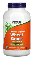 Certified Organic Wheat Grass Pure Powder (Сертифицированная органическая трава пшеницы чистый порошок) 255 гр (NOW)