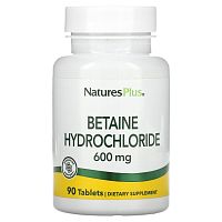 Betaine Hydrochloride (Бетаин гидрохлорид) 600 мг 90 таблеток (NaturesPlus)