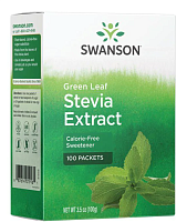 Green Leaf Stevia Extract (Экстракт зеленых листьев стевии) 100 пакетиков (Swanson)