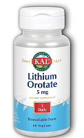 KAL Lithium Orotate (Лития оротат) 5 мг 60 вег капсул (KAL)