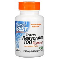 Trans-Resveratrol 100 with ResVinol (транс-ресвератрол 100 с ResVinol) 100 мг 60 вегетарианских капсул (Doctor's Best)