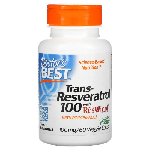 Trans-Resveratrol 100 with ResVinol (транс-ресвератрол 100 с ResVinol) 100 мг 60 вегетарианских капсул (Doctor's Best)