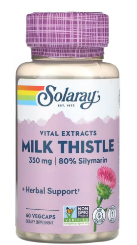Vital Extracts Milk Thistle (Экстракт семян расторопши) 350 мг 60 вег капсул (Solaray)