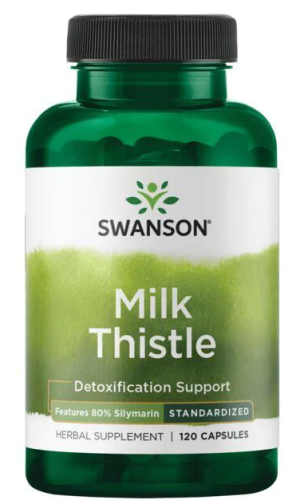 Milk Thistle Features 80% Silymarin (Расторопша пятнистая - Содержит 80% силимарина) 120 капсул (Swanson)