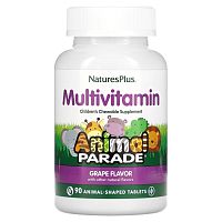 Source of Life Animal Parade Children's Chewable Multi-Vitamin & Mineral Supplement виноград 90 таблеток в форме животных (NaturesPlus)
