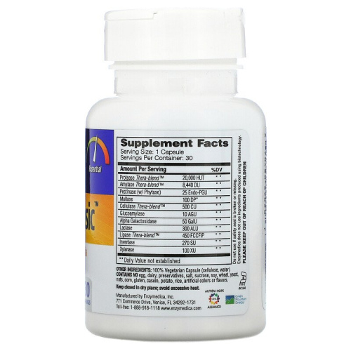 Digest Basic Essential Enzyme Formula (состав с основными ферментами) 30 капсул (Enzymedica) фото 2