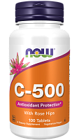 C-500 With Rose Hips (Витамин C с шиповником) 500 мг 100 таблеток (NOW)