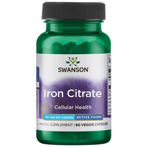 Iron Citrate (цитрат железа) 25 мг 60 вег капсул (Swanson)