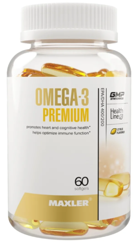 Omega-3 Premium, Омега 3 Премиум (EPA/DHA 400/200) 60 капсул (Maxler)