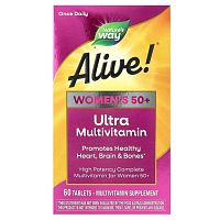 Alive! Womens 50+ Ultra Potency (мультивитамины и мультиминералы для женщин старше 50 лет) 60 таблеток (Nature's Way)