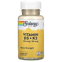 Vitamin D3 + K2 Soy-Free (Витамин D3 + K2 без сои) 60 капсул (Solaray)