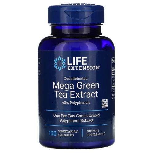 Mega Green Tea Extract Decaffeinated (Мега экстракт зеленого чая без кофеина) 100 вег. капсул (Life Extension)