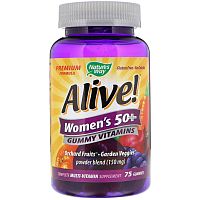 Alive! Women`s 50+ (Жевательные витамины для женщин старше 50 лет) фруктовые вкусы 75 жевательных конфет (Nature's Way)