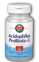 Acidophilus Probiotic 5 (Пробиотик 5 штамов 3 млрд КОЕ) 60 вег капсул (KAL)