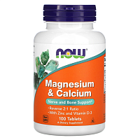 Magnesium & Calcium 100 табл (NOW)