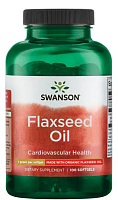 Flaxseed Oil Made with Organic Flaxseed Oil (органическое льняное масло) 1 г 100 гелевых капсул (Swanson)