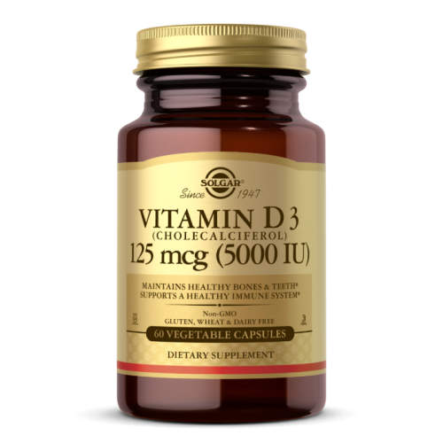 Vitamin D3 Cholecalciferol (Витамин D3 холекальциферол) 125 мкг (5000 МЕ) - 60 капсул (Solgar)