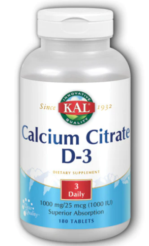 Calcium Citrate D-3 (Цитрат кальция D-3) 1000 мг 180 таблеток (KAL)