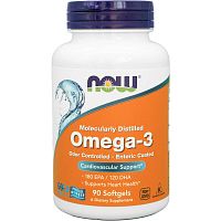Omega-3 Molecularly Distilled Enteric Coated (Омега-3 молекулярная очистка Кишечнорастворимое покрытие) 90 softgel (NOW)