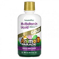 Source of Life Animal Parade Gold Liquid мультивитамины для детей в жидкой форме вкус тропических ягод 887,10 мл (30 жидк. унций) (NaturesPlus)