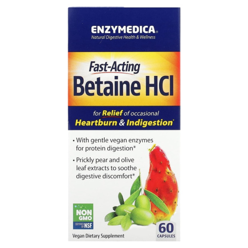 Betaine HCL (Быстродействующий бетаин гидрохлорид) 60 капсул (Enzymedica)