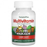 Source of Life Animal Parade Children's Chewable Multi-Vitamin & Mineral Supplement (детская мультивитаминно-минеральная добавка) вишня 90 таблеток в форме животных (NaturesPlus)