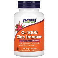 C-1000 Zinc Immune (витамин C 1000 мг и цинк 15 мг) 90 вегетарианских капсул (NOW)