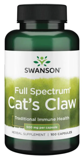 Full Spectrum Cat's Claw (Кошачий коготь полного спектра) 500 мг 100 капсул (Swanson)