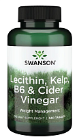 Lecithin, Kelp, B6, & Cider Vinegar (лецитин, водоросли, B6 ​​и яблочный уксус) 240 таблеток (Swanson)