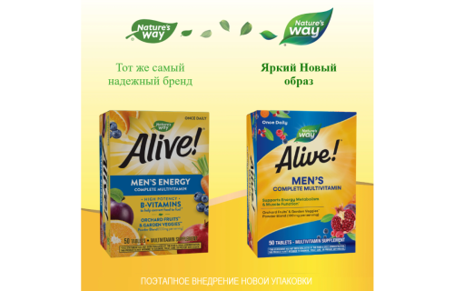 Alive! Men's Complete Multivitamin (комплекс мультивитаминов для мужчин) 50 таблеток (Nature's Way) фото 3