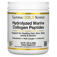 Hydrolyzed Marine Collagen Peptides (пептиды из морского коллагена премиального качества) без вкуса 200 гр (California Gold Nutrition)