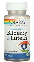 Once Daily Bilberry & Lutein (Черника и лютеин один раз в день) 30 капсул (Solaray)